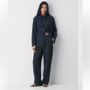 Aritzia Wilfred the effortless pant in black wide leg high rise dress pants